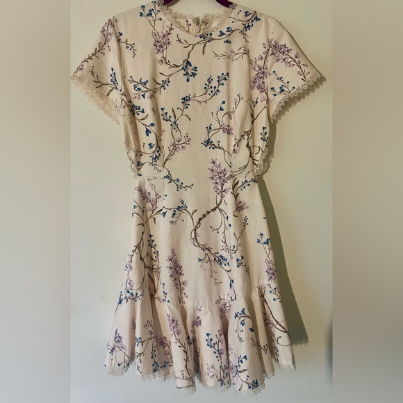 Zimmermann Cream and Purple Floral Mini Dress